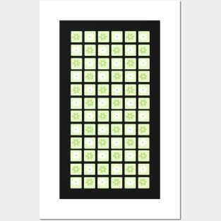 Vintage Aesthetic Minimalist Flower Grid Design Phone Case in Green Posters and Art